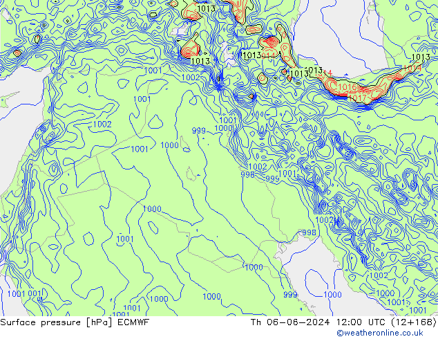 Surface pressure ECMWF Th 06.06.2024 12 UTC