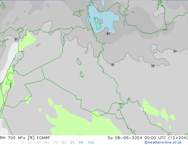 Humidité rel. 700 hPa ECMWF sam 08.06.2024 00 UTC