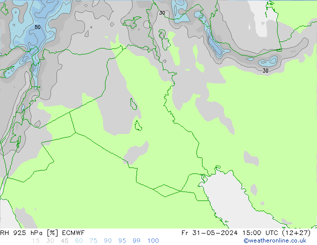 Humidité rel. 925 hPa ECMWF ven 31.05.2024 15 UTC