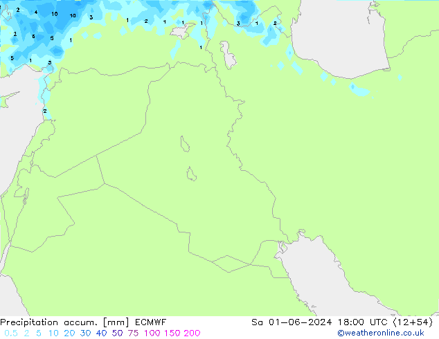 Precipitación acum. ECMWF sáb 01.06.2024 18 UTC