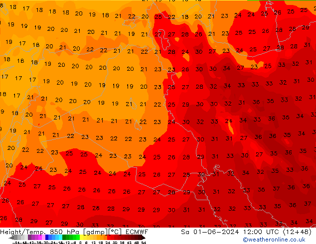 Z500/Rain (+SLP)/Z850 ECMWF сб 01.06.2024 12 UTC