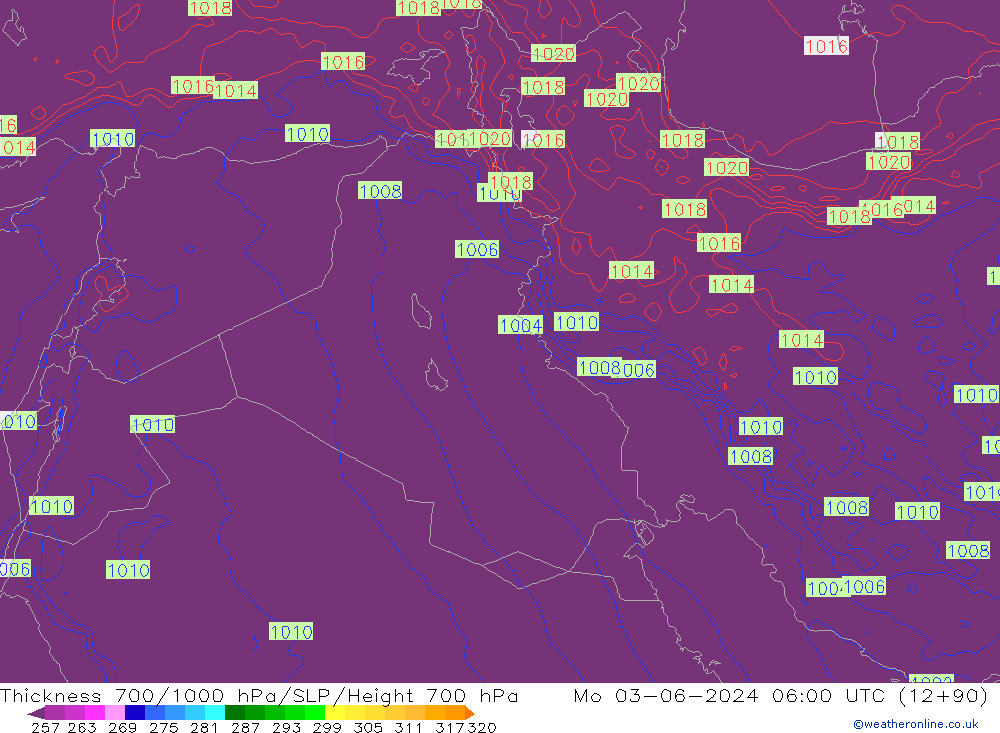 Thck 700-1000 hPa ECMWF Mo 03.06.2024 06 UTC