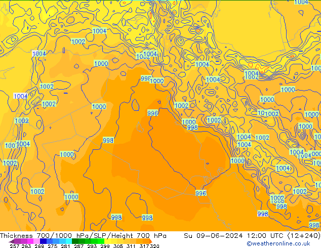 Thck 700-1000 hPa ECMWF Ne 09.06.2024 12 UTC