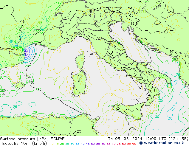 Eşrüzgar Hızları (km/sa) ECMWF Per 06.06.2024 12 UTC