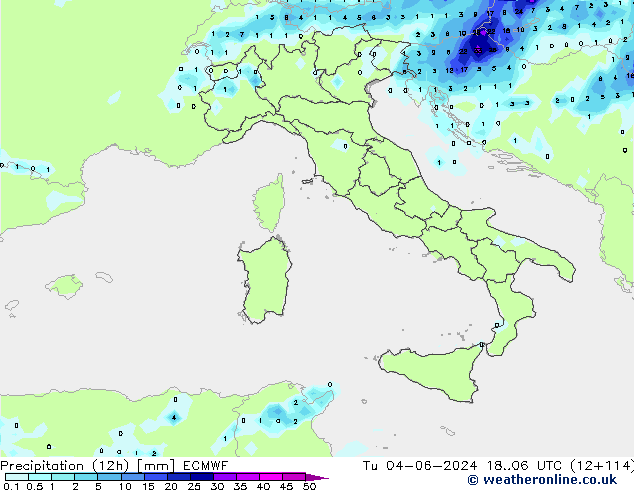 Yağış (12h) ECMWF Sa 04.06.2024 06 UTC