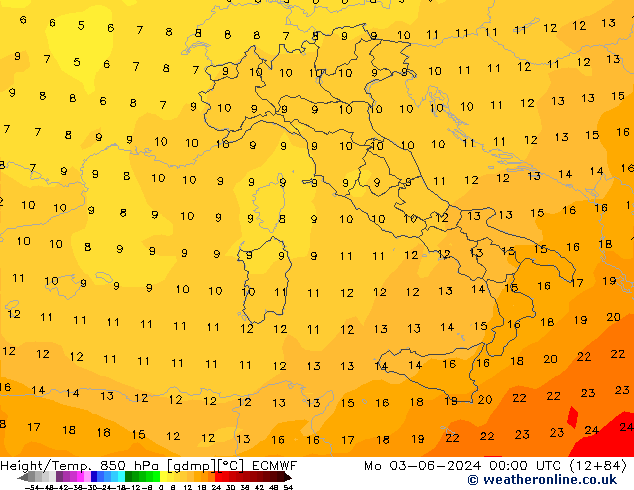 Z500/Yağmur (+YB)/Z850 ECMWF Pzt 03.06.2024 00 UTC