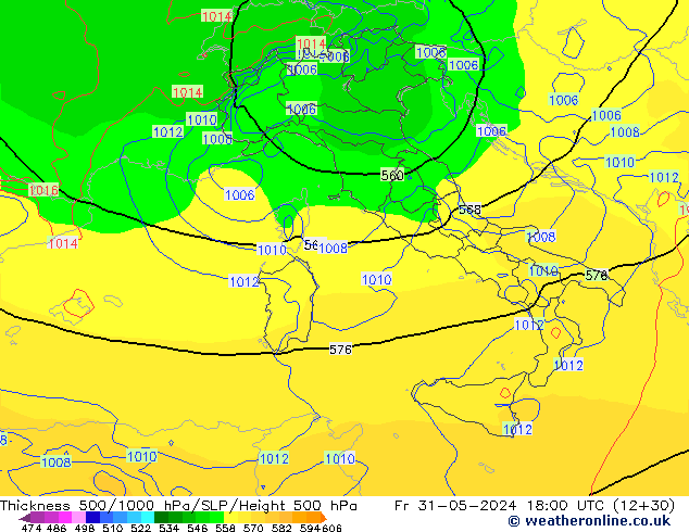 Thck 500-1000hPa ECMWF  31.05.2024 18 UTC