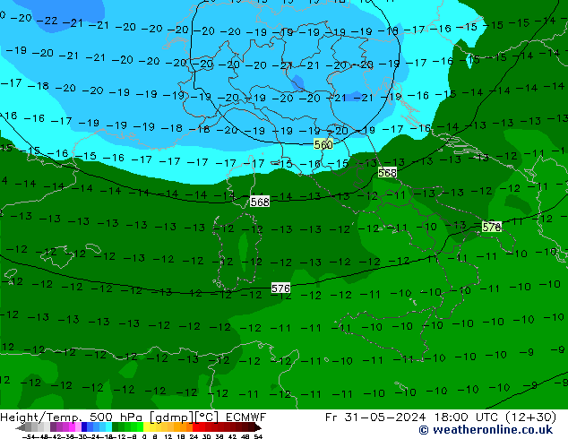 Z500/Rain (+SLP)/Z850 ECMWF vie 31.05.2024 18 UTC