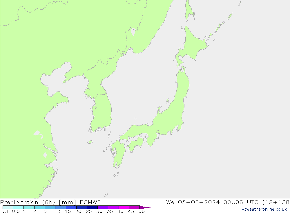 Precipitación (6h) ECMWF mié 05.06.2024 06 UTC