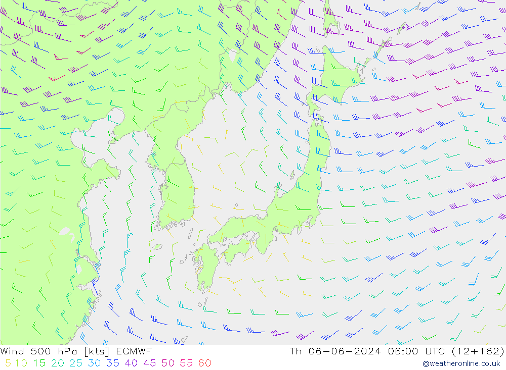 Wind 500 hPa ECMWF Th 06.06.2024 06 UTC