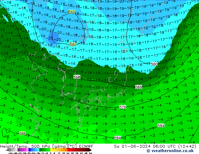 Z500/Rain (+SLP)/Z850 ECMWF Sáb 01.06.2024 06 UTC