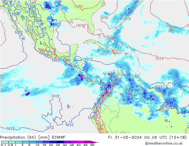 Precipitazione (6h) ECMWF ven 31.05.2024 06 UTC