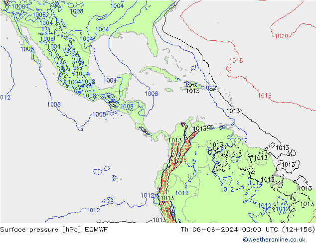 Surface pressure ECMWF Th 06.06.2024 00 UTC