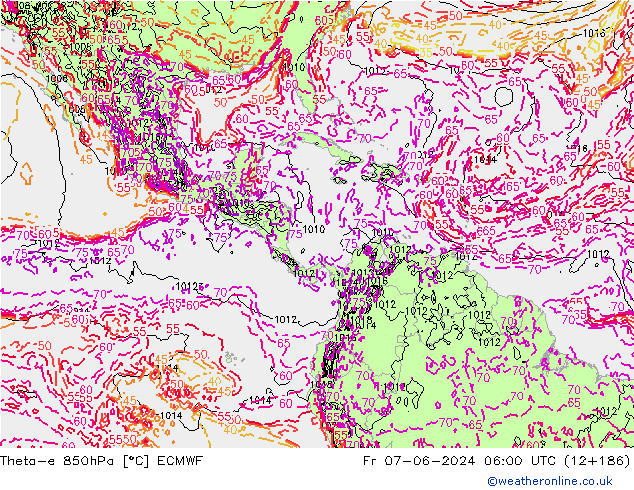 Theta-e 850hPa ECMWF Fr 07.06.2024 06 UTC