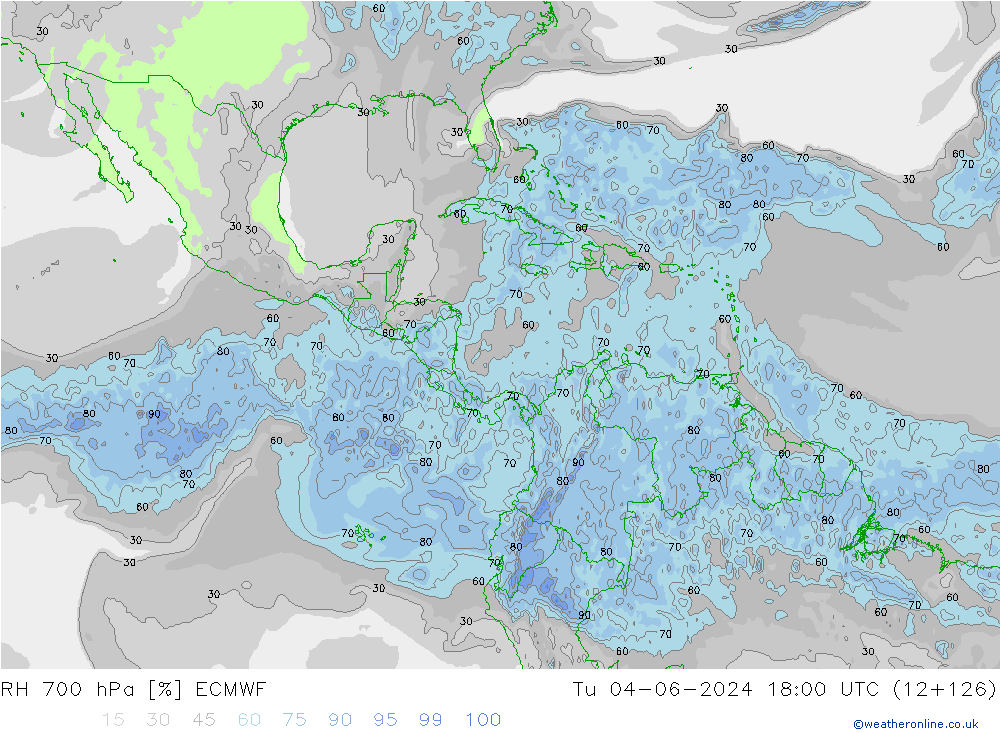 RH 700 hPa ECMWF Ter 04.06.2024 18 UTC