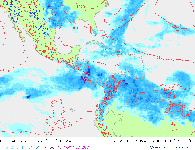 Precipitation accum. ECMWF Fr 31.05.2024 06 UTC