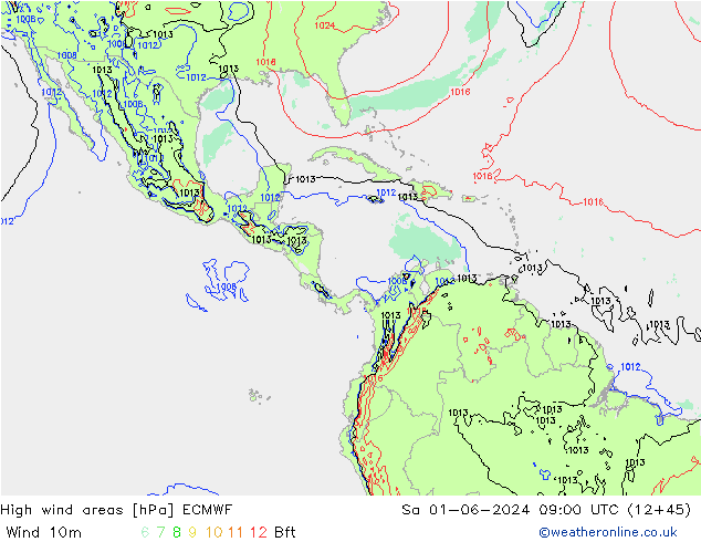 Windvelden ECMWF za 01.06.2024 09 UTC
