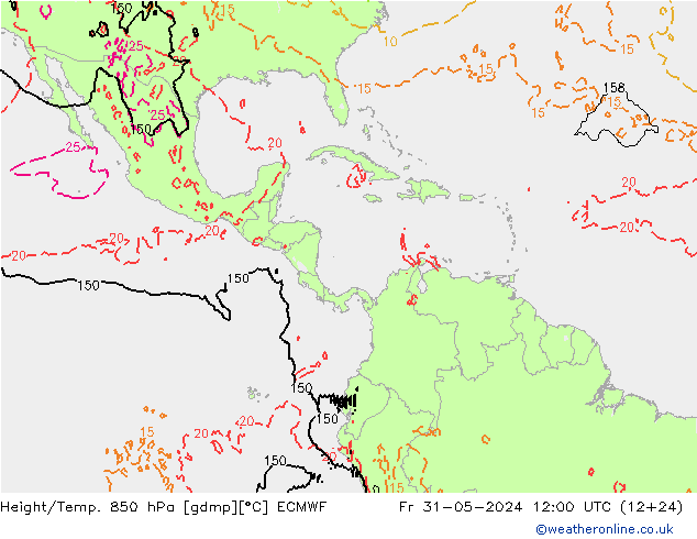 Z500/Rain (+SLP)/Z850 ECMWF vie 31.05.2024 12 UTC