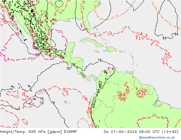 Géop./Temp. 925 hPa ECMWF sam 01.06.2024 06 UTC