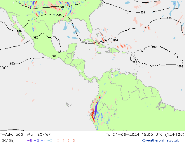 T-Adv. 500 гПа ECMWF вт 04.06.2024 18 UTC