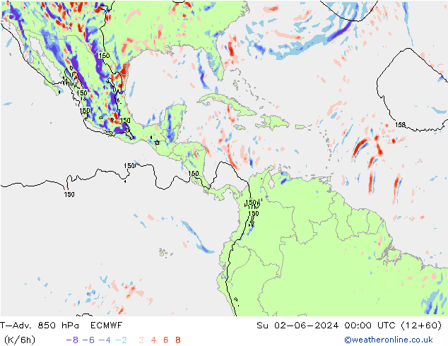 T-Adv. 850 hPa ECMWF Su 02.06.2024 00 UTC