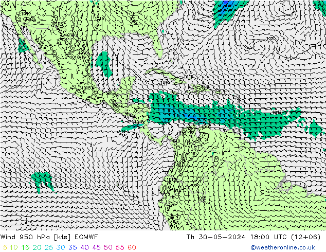 Rüzgar 950 hPa ECMWF Per 30.05.2024 18 UTC