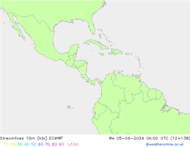 Streamlines 10m ECMWF We 05.06.2024 06 UTC