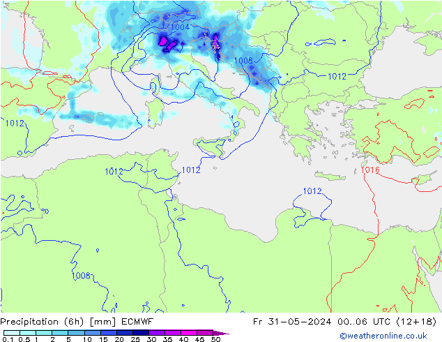 Z500/Rain (+SLP)/Z850 ECMWF ven 31.05.2024 06 UTC