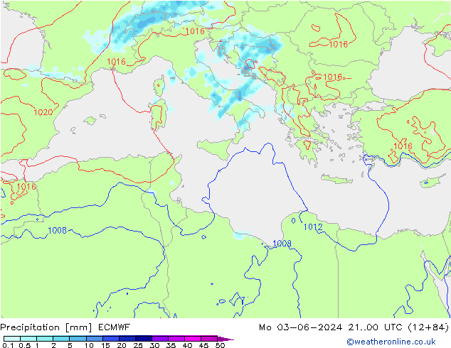 осадки ECMWF пн 03.06.2024 00 UTC