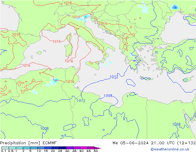 Srážky ECMWF St 05.06.2024 00 UTC