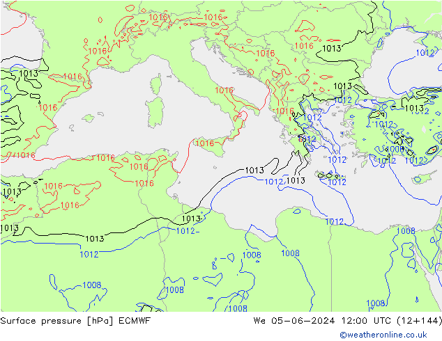 Atmosférický tlak ECMWF St 05.06.2024 12 UTC