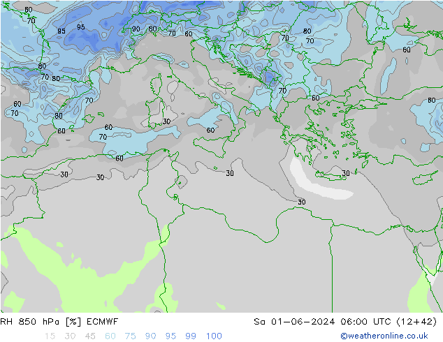 RH 850 hPa ECMWF  01.06.2024 06 UTC