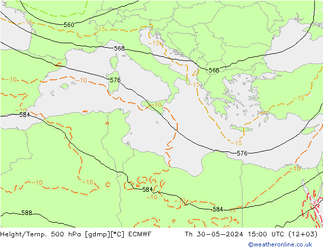 Height/Temp. 500 hPa ECMWF  30.05.2024 15 UTC