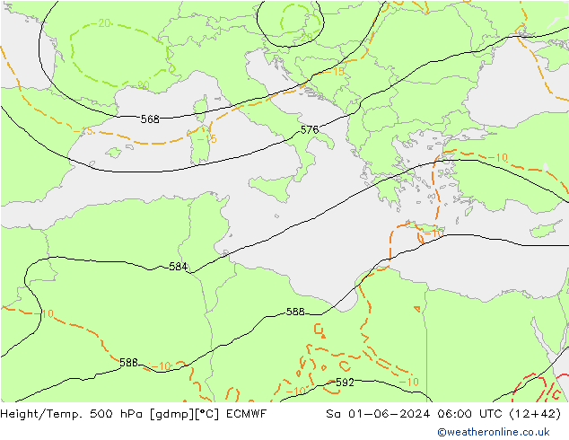 Z500/Rain (+SLP)/Z850 ECMWF  01.06.2024 06 UTC