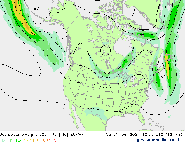 Prąd strumieniowy ECMWF so. 01.06.2024 12 UTC