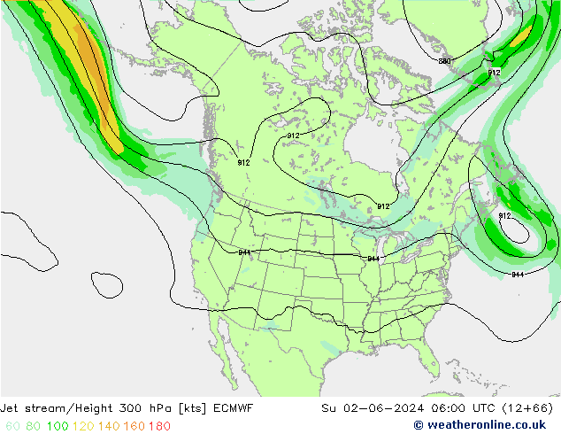 Jet stream/Height 300 hPa ECMWF Ne 02.06.2024 06 UTC