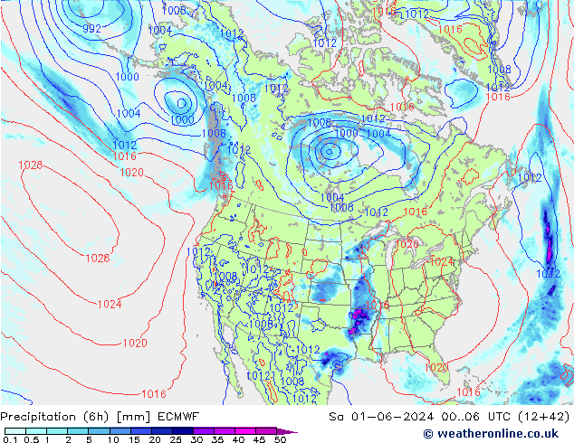 Z500/Rain (+SLP)/Z850 ECMWF sab 01.06.2024 06 UTC