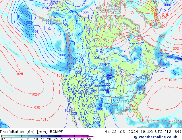 Z500/Rain (+SLP)/Z850 ECMWF Po 03.06.2024 00 UTC