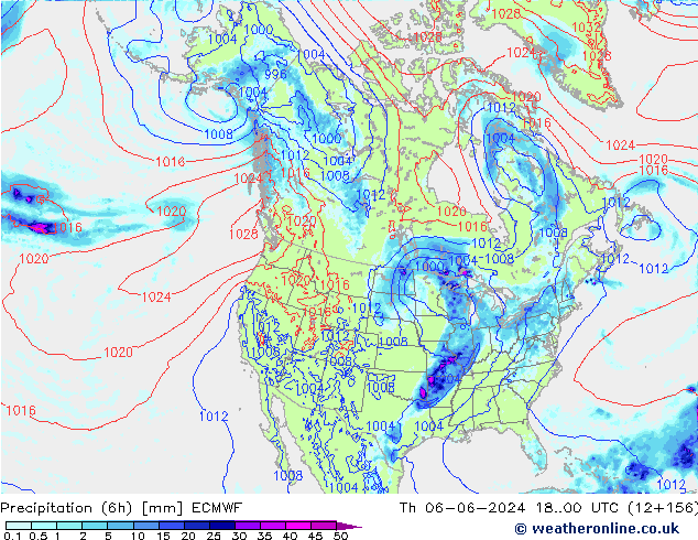 Z500/Rain (+SLP)/Z850 ECMWF Th 06.06.2024 00 UTC