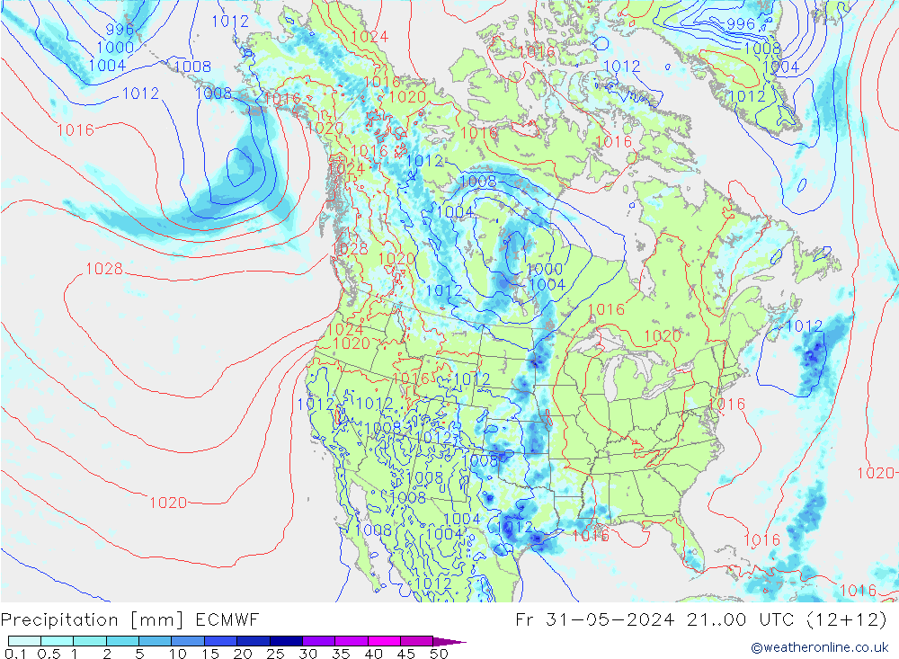 Srážky ECMWF Pá 31.05.2024 00 UTC