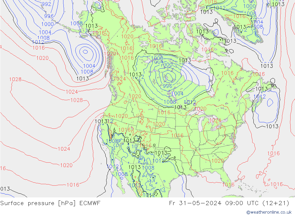 地面气压 ECMWF 星期五 31.05.2024 09 UTC