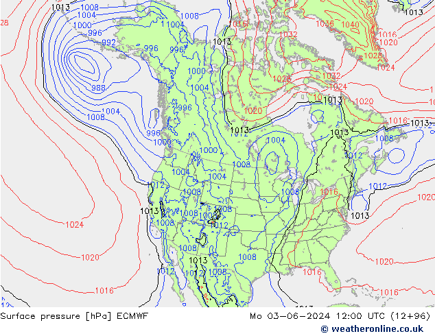 Pressione al suolo ECMWF lun 03.06.2024 12 UTC