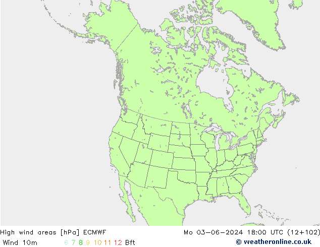 High wind areas ECMWF Po 03.06.2024 18 UTC