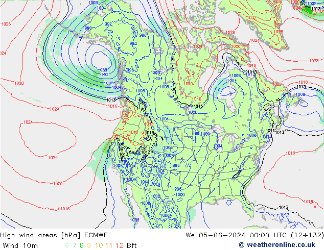 High wind areas ECMWF Qua 05.06.2024 00 UTC