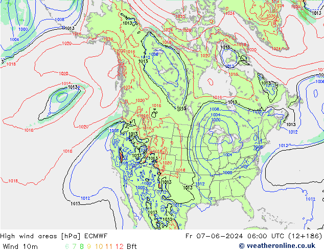 High wind areas ECMWF пт 07.06.2024 06 UTC