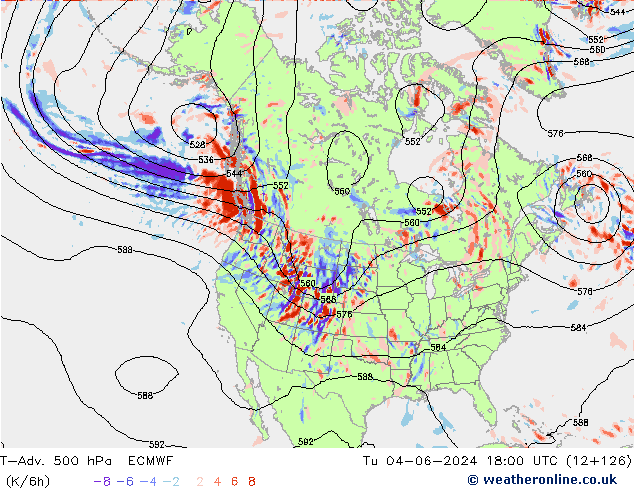 T-Adv. 500 hPa ECMWF Út 04.06.2024 18 UTC