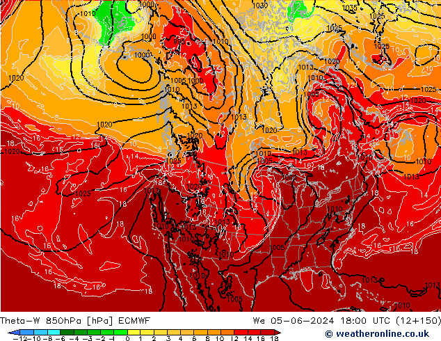 Theta-W 850hPa ECMWF We 05.06.2024 18 UTC