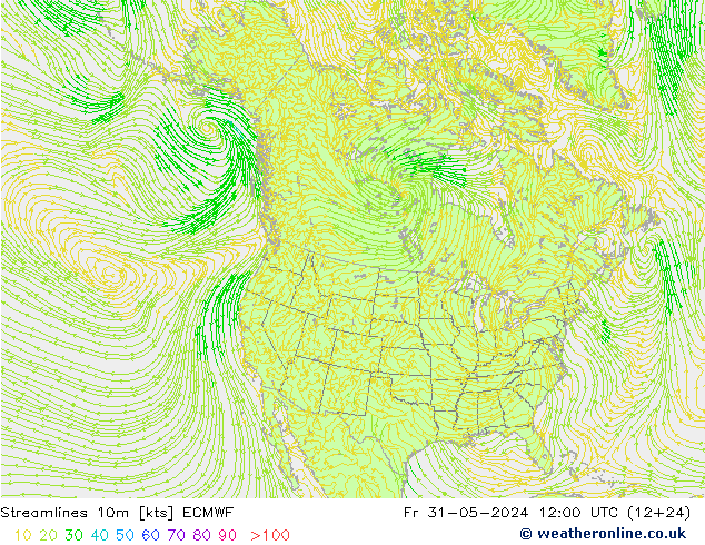 Stromlinien 10m ECMWF Fr 31.05.2024 12 UTC