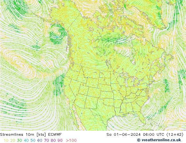 ветер 10m ECMWF сб 01.06.2024 06 UTC