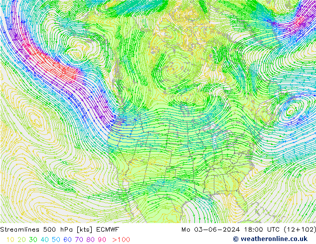 Rüzgar 500 hPa ECMWF Pzt 03.06.2024 18 UTC